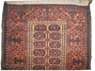 Belutch Persian circa 1915 antique. Collector's item, Size: 130 x 73 (cm) 4' 3" x 2' 5" 
 carpet ID: T-604
The background is knotted with camel hair, geometric design, high pile, perfect  ...