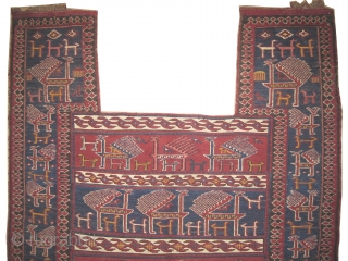 	

Horse cover Soumak Caucasian, woven circa in 1905 antique, collector's item, 128 x 98 (cm) 4' 2" x 3' 3"  carpet ID: A-111
In perfect condition, the white colour is cotton the  ...