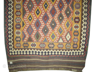 
Qashqai Kelim Persian, woven circa 1905, antique, collectors item, 150 x 230 cm, ID: A-498
Vegetable dyes, woven with hand spun 100% wool, in perfect condition, the background color is soft yellow, allover  ...