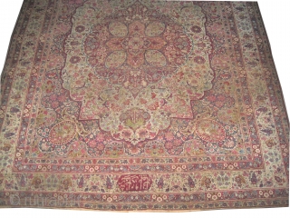 
Kirmanshah Persian signed and dated 1291 = 1874 antique. Size: 344 x 286 (cm) 11' 3" x 9' 5"  carpet ID: P-5522
The background and the surrounded large border are ivory, uniformly  ...