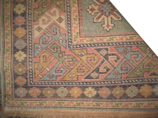 
Karagashli Caucasian semi antique,  142 x 87 (cm) 4' 8" x 2' 10"  carpet ID: OZ-1
The pile of certain places at the center is slightly used, the background color is  ...