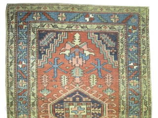 Heriz Persian, knotted circa in 1920. 172 x 100 (cm) 5' 8" x 3' 3"  carpet ID: K-3284
The brown color is oxidized, uniformly short pile, the knots are hand spun wool,  ...