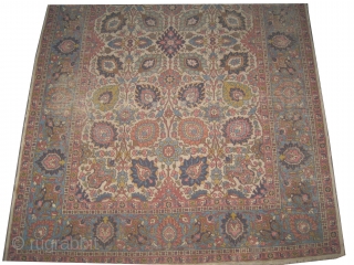  	

Tabriz Petak Persian circa 1925 semi antique, Size: 340 x 224 (cm) 11' 2" x 7' 4" 
 carpet ID: P-6237
The black color is oxidized, the knots are hand spun wool,  ...