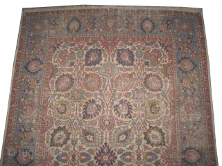  	

Tabriz Petak Persian circa 1925 semi antique, Size: 340 x 224 (cm) 11' 2" x 7' 4" 
 carpet ID: P-6237
The black color is oxidized, the knots are hand spun wool,  ...