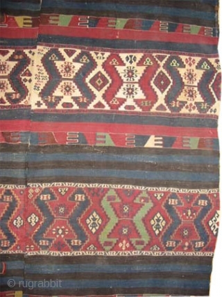 

Anatolian kilim circa 1870 antique. Collector's item, Size: 420 x 164 (cm) 13' 9" x 5' 5"  carpet ID: A-1059
The white color is cotton the rest part is 100% wool, certain  ...