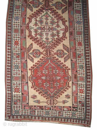 

Serap Persian knotted circa in 1915 antique,  210 x 90 (cm) 6' 11" x 2' 11"  carpet ID: K-2481
The background is knotted with camel hair, the knots are hand spun  ...