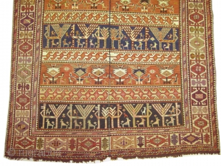 Horse cover Soumak Caucasian circa 1910 antique. Collector's item, Size: 157 x 118 (cm) 5' 2" x 3' 10"  carpet ID: A-123
The white color is cotton the rest is 100% wool,  ...