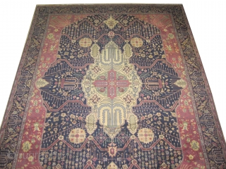 	

Indian Carpet old. Size: 360 x 280 (cm) 11' 10" x 9' 2"  carpet ID: P-6292
The knots are hand spun lamb wool, very fine knotted, elegant carpet, the center medallion is  ...