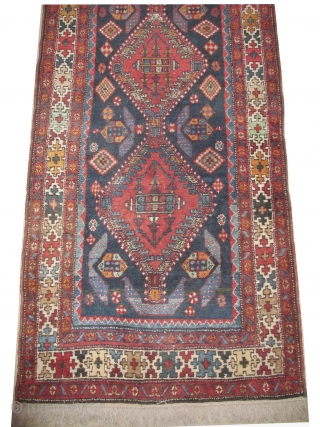 

Chikli Kazak Caucasian, knotted circa in 1912, antique, collectors item, 100 x 400 cm, carpet ID: BRDU-28
The knots, the warp and the weft threads are lamb wool. The black knots are oxidized,  ...