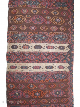 
Kotahya Turkish kelim, woven circa 1880 antique, collector's item, 201 x 70 cm,  carpet ID: UOE-11
The warp and the weft threads are 100% wool, in good condition, considered as a fragment  ...