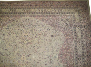
Sivaz Anatolian, knotted circa 1920 antique, collector's item, 310 x 456 cm, ID: P-5393 
Very finely knotted, vegetable dyes, the knots are hand spun lamb wool, short pile, four damaged places as  ...