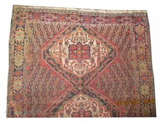 

 Afshar Persian, old, 170 x 143 (cm) 5' 7" x 4' 8"  carpet ID: K-5581
The black knots are oxidized, the knots are hand spun wool, the pile is slightly short,  ...