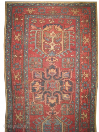 

A pair of Heriz Persian, knotted circa in 1920 antique, carpet ID: K-3522, the second is K-3523, 80x130cm.
The black knots are oxidized, the knots are hand spun wool, the shirazi borders are  ...