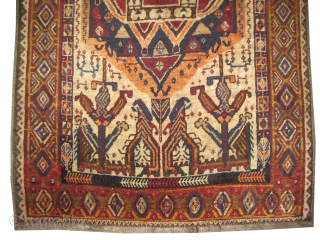 

Gabbeh Nomad Persian, knotted circa 1905, antique, collectors item, 116 x 169 cm, ID: M-393
The black knots are oxidized. The knots, the warp and the weft threads are mixed with hand spun  ...