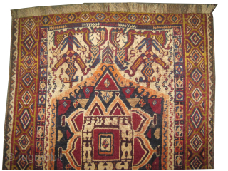 

Gabbeh Nomad Persian, knotted circa 1905, antique, collectors item, 116 x 169 cm, ID: M-393
The black knots are oxidized. The knots, the warp and the weft threads are mixed with hand spun  ...