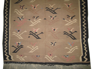 
Art Deco Polish kilim, woven circa 1925 antique, collectors item, 173 x 320 cm, ID: A-465
Vegetable dyes, camel hair background, allover stylized design, woven with hand spun  wool, in good condition,  ...