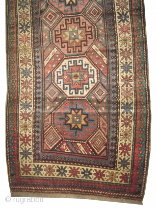 
Gendja Caucasian knotted circa in 1905 antique, collector's item, 265 x 104 (cm) 8' 8" x 3' 5"  carpet ID: K-3275
High pile, in good condition, geometric design decorated with animals, the  ...