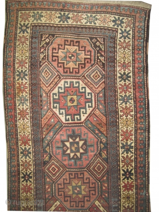 
Gendja Caucasian knotted circa in 1905 antique, collector's item, 265 x 104 (cm) 8' 8" x 3' 5"  carpet ID: K-3275
High pile, in good condition, geometric design decorated with animals, the  ...