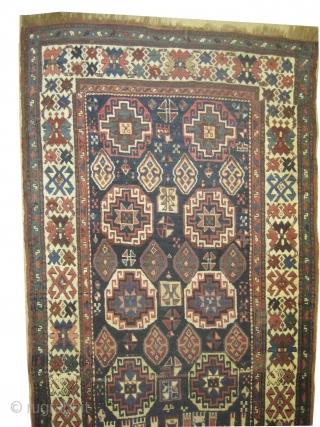 	

Moghan Caucasian knotted circa in 1900 antique, collector's item, 295 x 126 (cm) 9' 8" x 4' 2"  carpet ID: K-3339
The selvages are woven on three lines with wool, the background  ...