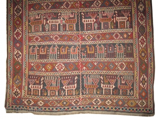 
Horse cover Soumak Caucasian, woven circa in 1920 antique, collector's item, 164 x 115 (cm) 5' 5" x 3' 9"  carpet ID: A-215
Woven with hand spun wool with Soumak technique, the  ...