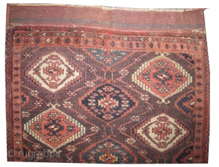 

Tschaudor Turkmen fragment, antique, collector's item, 80 x 77 (cm) 2' 7" x 2' 6"  carpet ID: K-4089
The knots, the warp and the weft threads are mixed with hand spun lamb  ...