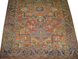 


 	

Serapi Heriz Persian knotted circa in 1902, antique, collectors item, 338 x 238 (cm) 11' 1" x 7' 10"  carpet ID: P-2194
The brown color is oxidized, the knots are hand  ...