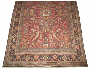 



Mahal Persian knotted circa in 1920 antique, collector's item, 313 x 217 (cm) 10' 3" x 7' 1"  carpet ID: P-5370
The knots are hand spun lamb wool, the black knots are  ...