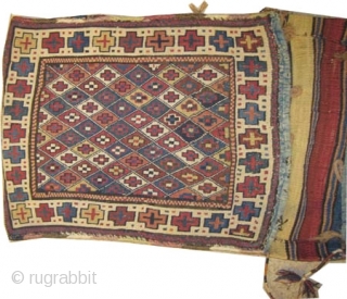 	
Caucasian Moghan saddle bag, circa 1885 antique, collector's item. Size: 114 x 44 (cm) 3' 9" x 1' 5"  carpet ID: A-604
Perfect condition, hand spun wool woven with reverse technique of  ...