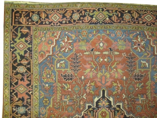 	

Serapi-Heriz Persian knotted circa in 1905 antique,  352 x 237 (cm) 11' 6" x 7' 9" 
 carpet ID: P-5130
The black color is oxidized, finely knotted, certain places the pile is  ...