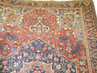 
Serapi-Heriz Persian knotted circa in 1890 antique, 352 x 265 (cm) 11' 6" x 8' 8"  carpet ID: P-5415
The black color is oxidized, high pile, in good condition, finely knotted, soft  ...