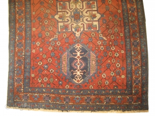 
Karadja Persian, antique, collectors item, 98 x 144cm, carpet ID: DD-25
The knots are hand spun wool, the black knots are oxidized, the selvages are woven on two lines with wool, the background  ...