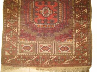 
belutch prayer Persian, semi antique, 120 x 76cm  carpet ID: DD-9
The knots, the warp and the weft threads are hand spun wool, the black knots are oxidized, the selvages are woven  ...