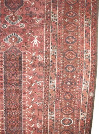 Belutch Persian circa 1920 Semi antique, Size: 418 x 230 (cm) 13' 8" x 7' 6" 
 carpet ID: P-369
Rare size, the two edges are finished with 4cm rust kelim, geometric design  ...