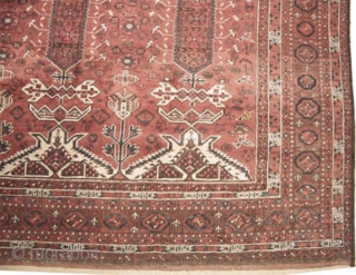 Belutch Persian circa 1920 Semi antique, Size: 418 x 230 (cm) 13' 8" x 7' 6" 
 carpet ID: P-369
Rare size, the two edges are finished with 4cm rust kelim, geometric design  ...