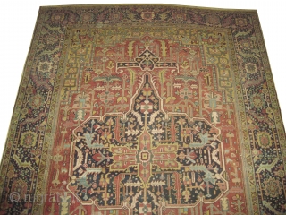 Serapi Heriz Persian knotted circa in 1905 antique, collector's item, 356 x 255 (cm) 11' 8" x 8' 4"  carpet ID: P-1732
High pile, in perfect condition, the black color is oxidized,  ...