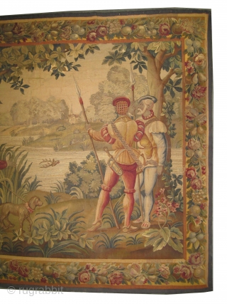 
French tapestry old, 176 x 215 cm, ID: A-812
In good condition, very finely woven with hand spun wool.

               