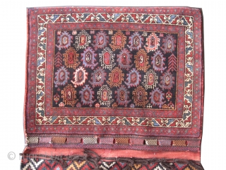 Afshar Persian circa 1920 Semi antique saddle-bag, collector's item, Size: 155 x 87 (cm) 5' 1" x 2' 10"  carpet ID: K-689
The back side covered kilim is original, high pile, perfect  ...