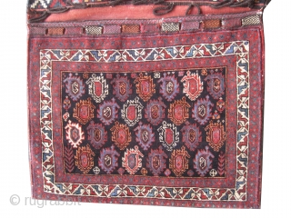 Afshar Persian circa 1920 Semi antique saddle-bag, collector's item, Size: 155 x 87 (cm) 5' 1" x 2' 10"  carpet ID: K-689
The back side covered kilim is original, high pile, perfect  ...