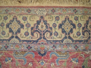 Tabriz Persian knotted circa in 1935 semi antique and signed "Jawan Tabriz".  364 x 245 (cm) 11' 11" x 8'  carpet ID: P-4911

The knots are hand spun wool, in good  ...