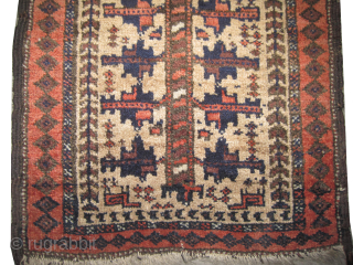 Baluch , antique, collectors item, 40 x 70 cm,  ID: K-4643
Vegetable dyes, camel hair background with tree of life design, in acceptable condition, the warp and the weft threads are 100%  ...