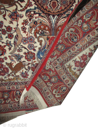 Signed "Isphahan Sarafian Persian", 1'200'000 knots in square meter, 109 x 173 cm, ID: MWS-5
It was hanging on the wall, knotted circa 1940, the warp and the weft threads are 100% silk,  ...