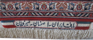 Signed "Isphahan Sarafian Persian", 1'200'000 knots in square meter, 109 x 173 cm, ID: MWS-5
It was hanging on the wall, knotted circa 1940, the warp and the weft threads are 100% silk,  ...