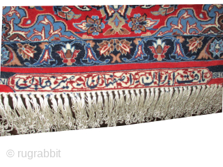 Signed "Isphahan Sarafain Persian", 1'100'000 knots in square meter, 106 x 165 cm, ID: MWS-6
The warp and the weft threads are 100% silk, ivory background, vase design, both edges are finished with  ...