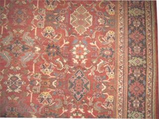Mahal Persian circa 1910 antique, Size: 440 x 326 (cm) 14' 5" x 10' 8" 
 carpet ID: P-5261
All over geometric design, the background color is rust, the surrounded large border is  ...