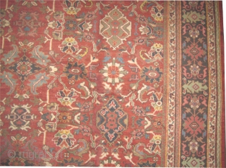 Mahal Persian circa 1910 antique, Size: 440 x 326 (cm) 14' 5" x 10' 8" 
 carpet ID: P-5261
All over geometric design, the background color is rust, the surrounded large border is  ...