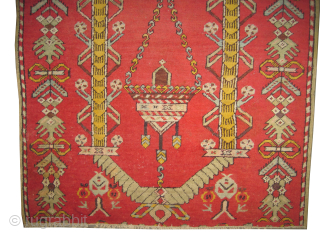 
Kershehir Anatolian, knotted circa 1905 antique, collectors item, 101 x 174 cm, ID: K-5347
The black knots are oxidized, the knots are hand spun wool, the salvages are woven on two lines, the  ...