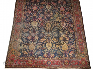 

Mahal Persian, knotted circa 1925, antique,  304 x 210 (cm) 10'  x 6' 11"  carpet ID: P-5153
The black knots are oxidized, the knots are hand spun wool, one edge  ...
