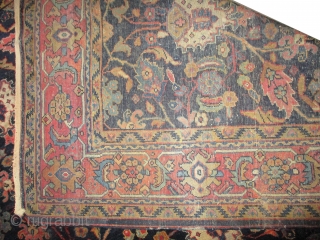 

Mahal Persian, knotted circa 1925, antique,  304 x 210 (cm) 10'  x 6' 11"  carpet ID: P-5153
The black knots are oxidized, the knots are hand spun wool, one edge  ...