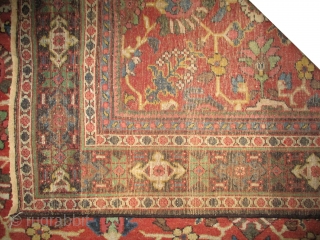 Mahal Persian, knotted circa in circa 1920 antique, 345 x 252 (cm) 11' 4" x 8' 3" 
 carpet ID: P-2997
The black knots are oxidized, the knots are hand spun wool, certain  ...