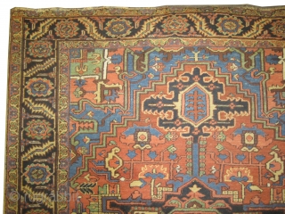 
	

Serapi-Heriz Persian, knotted circa in 1920, antique,  340 x 240 (cm) 11' 2" x 7' 10"  carpet ID: P-3834
The black knots are oxidized, the knots are hand spun wool, the  ...